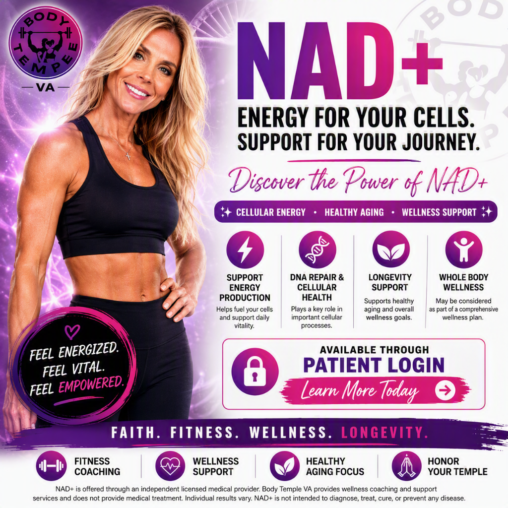 NAD+ wellness product promotion for Body Temple VA